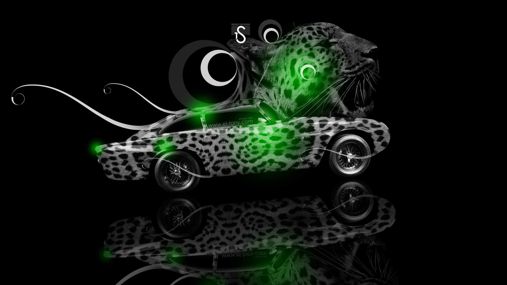 Aston Martin Db4 Fantasy Leopard Car Green Neon