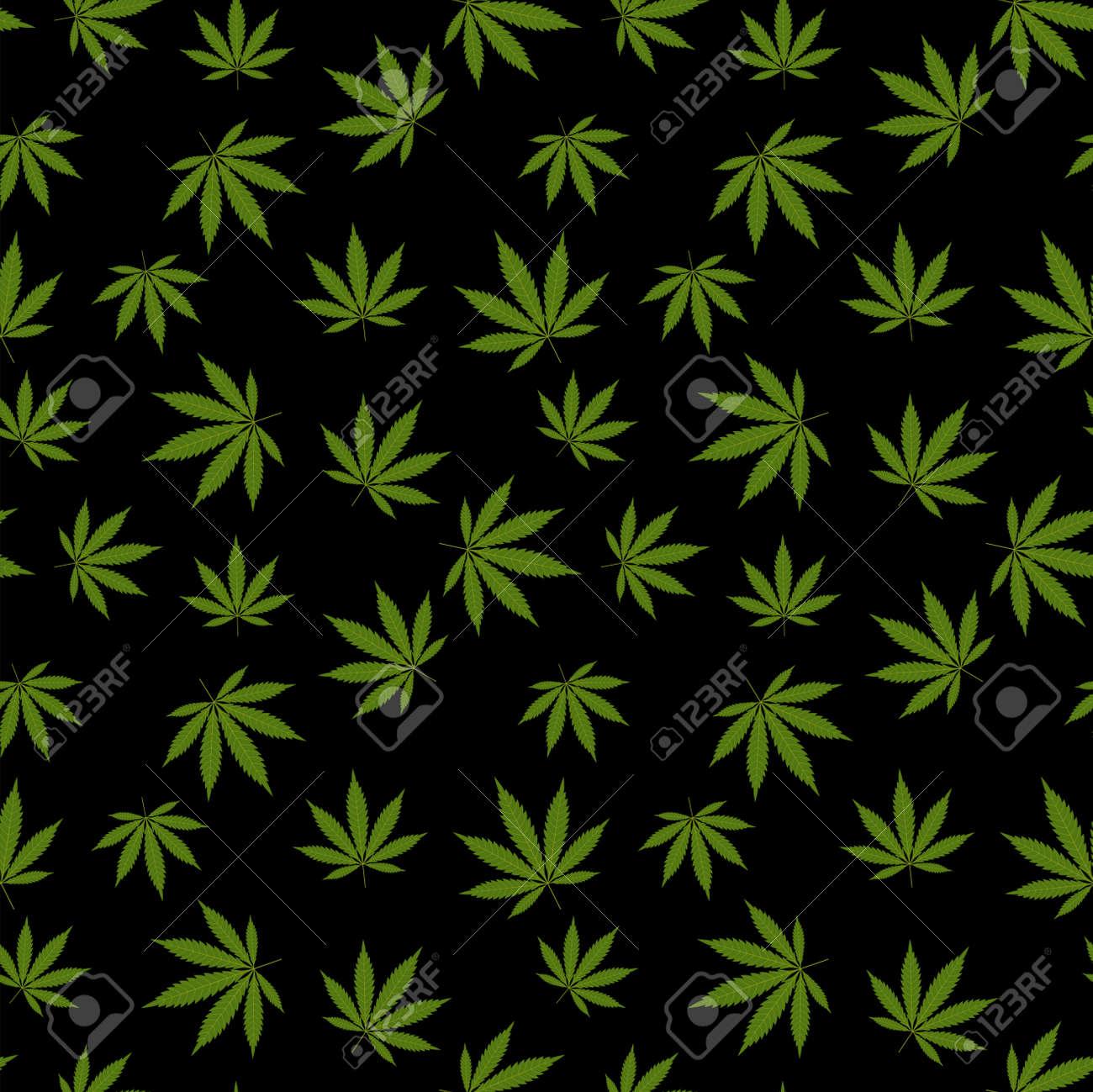 Cannabis Seamless Pattern Marijuana Leaf Green Weed Plant