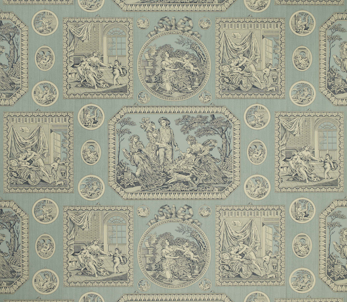 Free download Dollhouse Wallpaper Farm Life Toile Grey on Mustard eBay