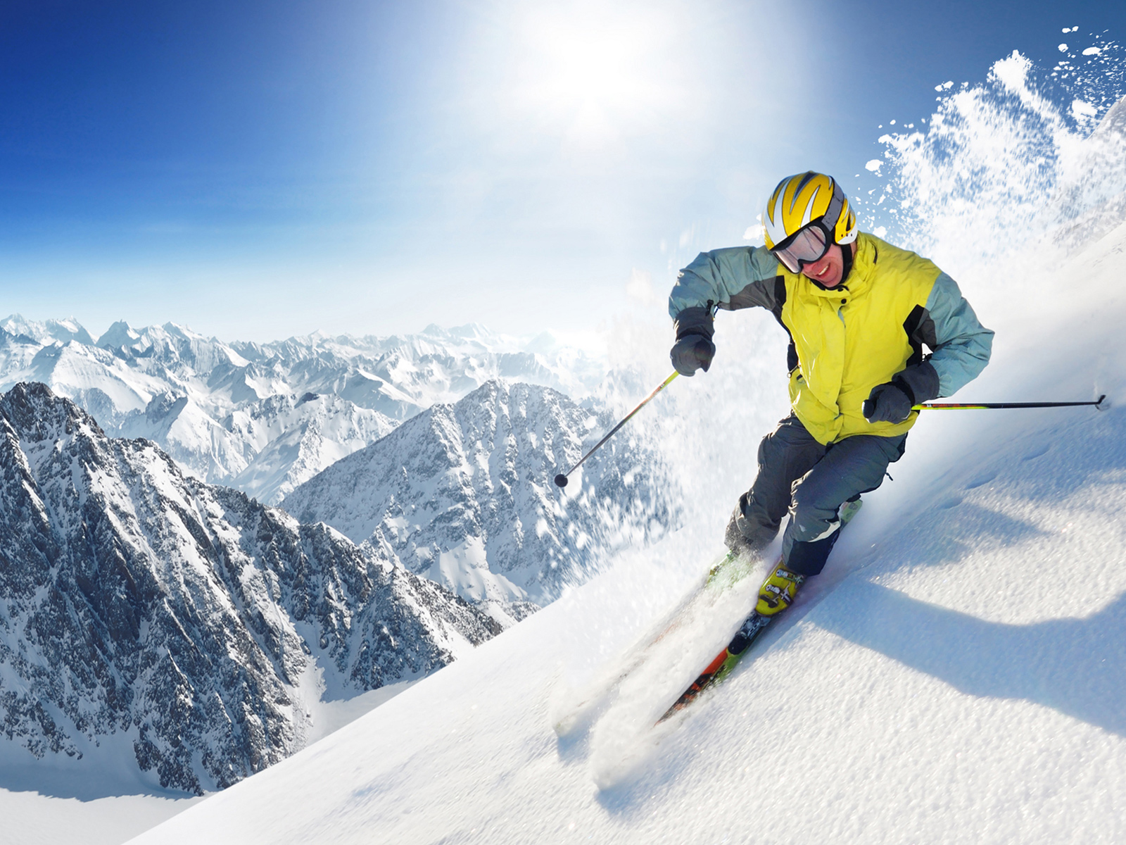 Mountain Ski Winter On Snowy Mountains Desktop Sports