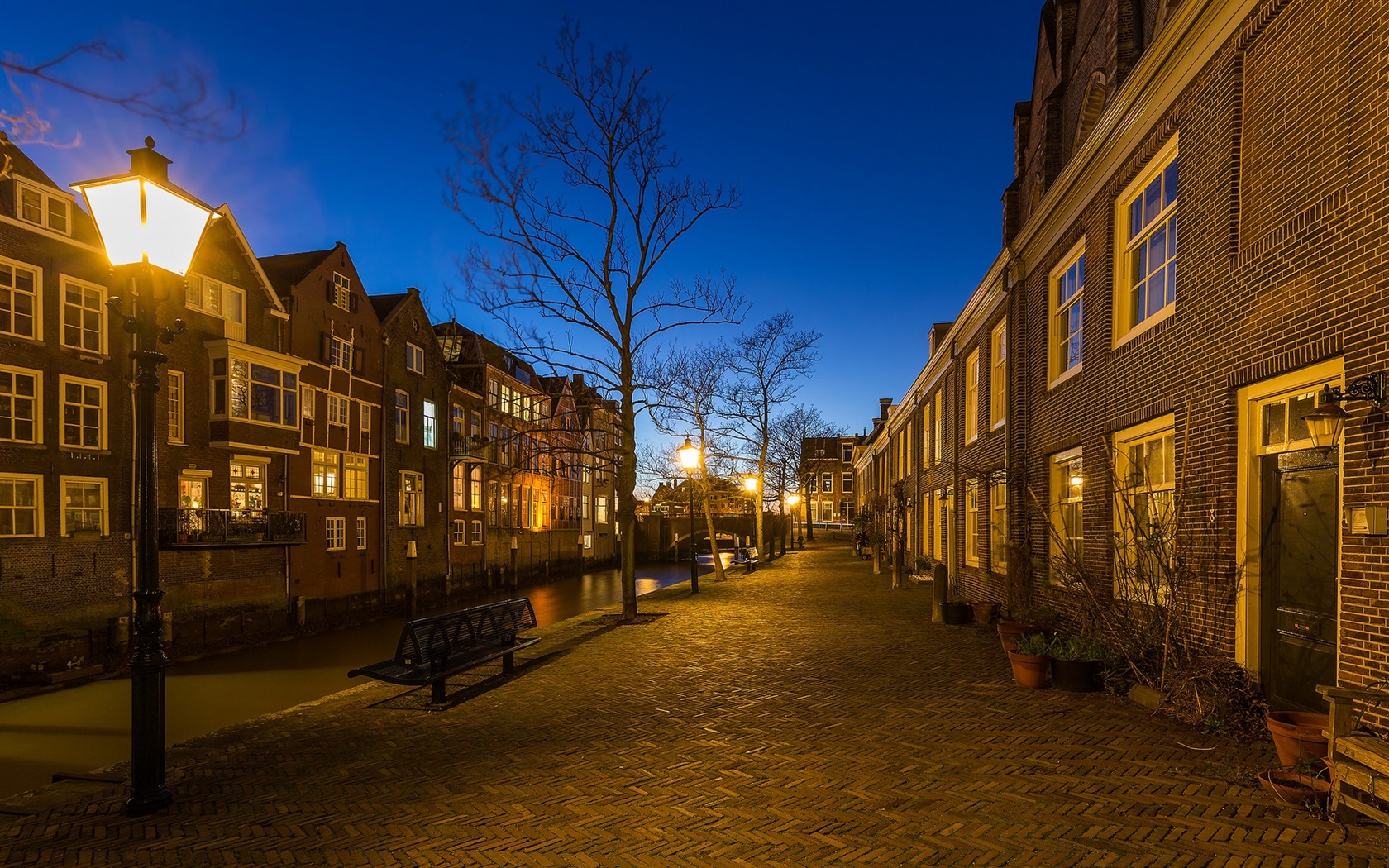 Wallpaper Dordrecht Netherlands Street Evening Lights