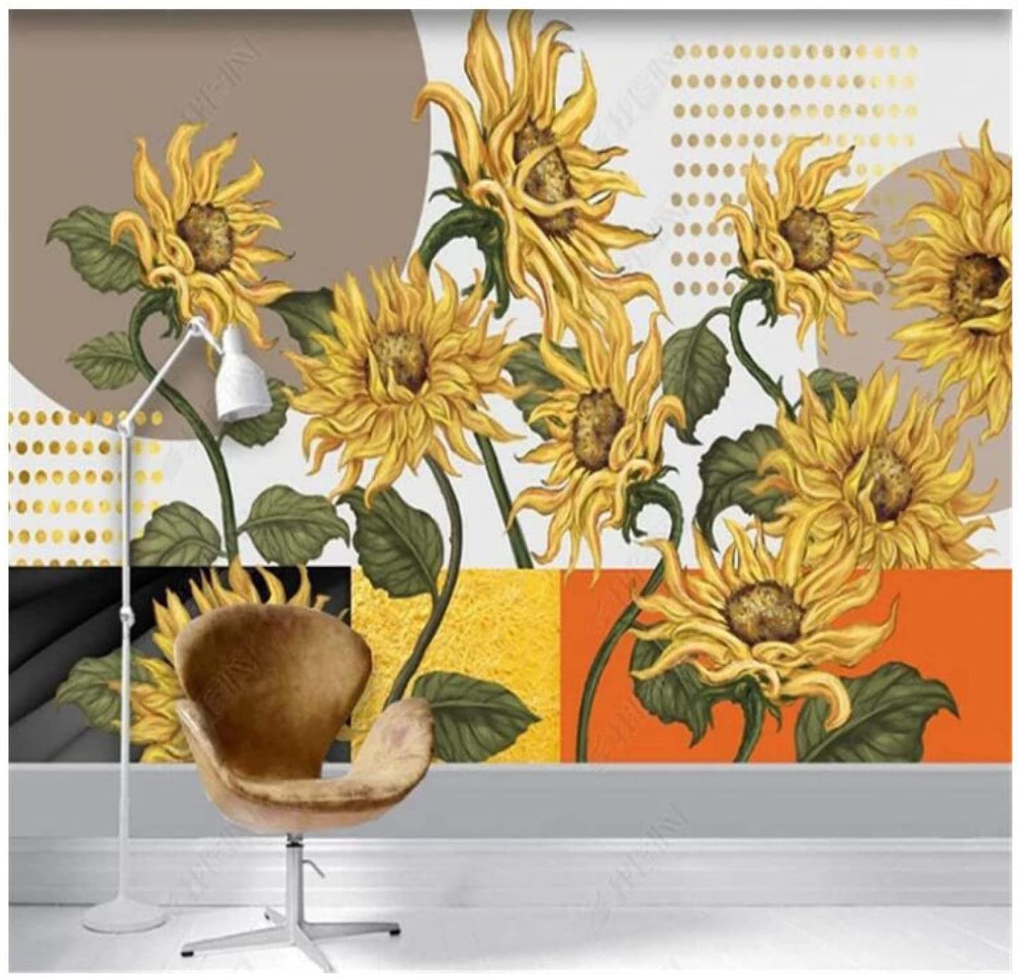 Peel And Stick Wallpaper Nordic Modern Flowers Sunflower Wall