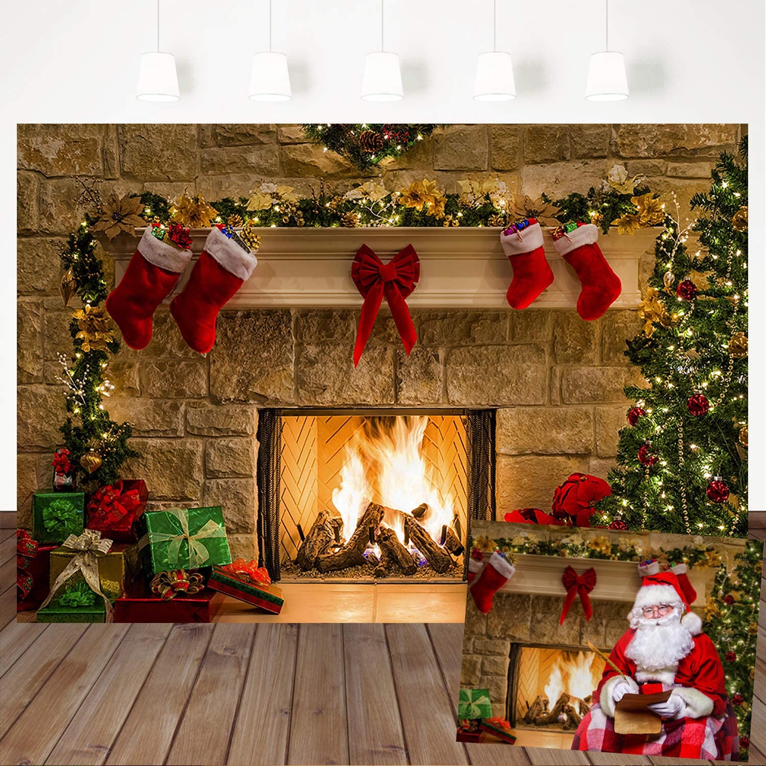 Amazon Mehofoto Christmas Fireplace Photography Backdrops