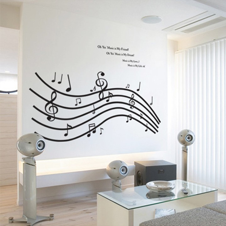 Music Wallpaper Diy Black Notes Dance Studio Living Room Bedroom