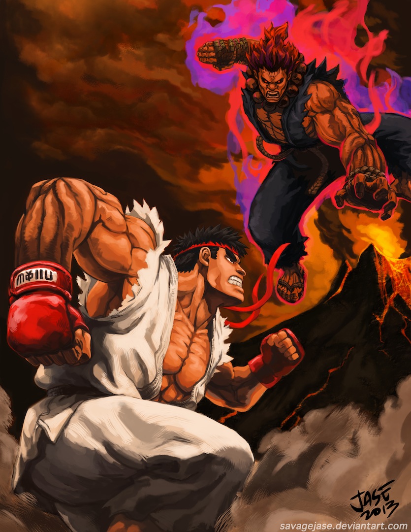 Ryu vs Akuma by savagejase on