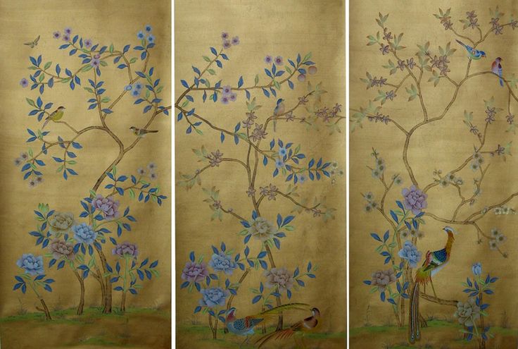  Griffin Wong Elegance in Silk Hand Painted Wallpaper Design 736x495