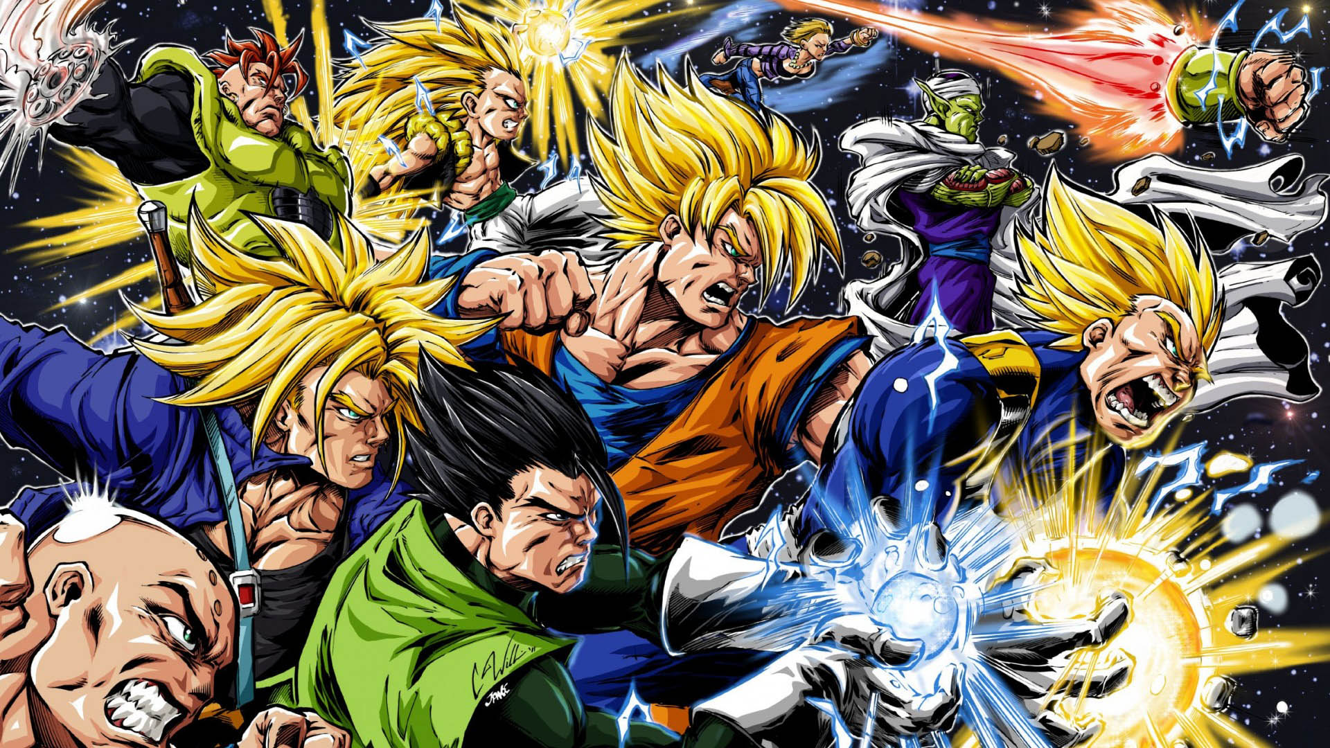 Dragon Ball Z Fighting Characters Artwork Full HD