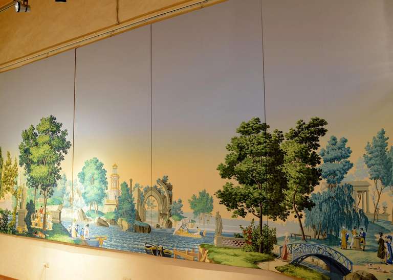 Huge Zuber Scenic Wallpaper Feat The French Garden At 1stdibs