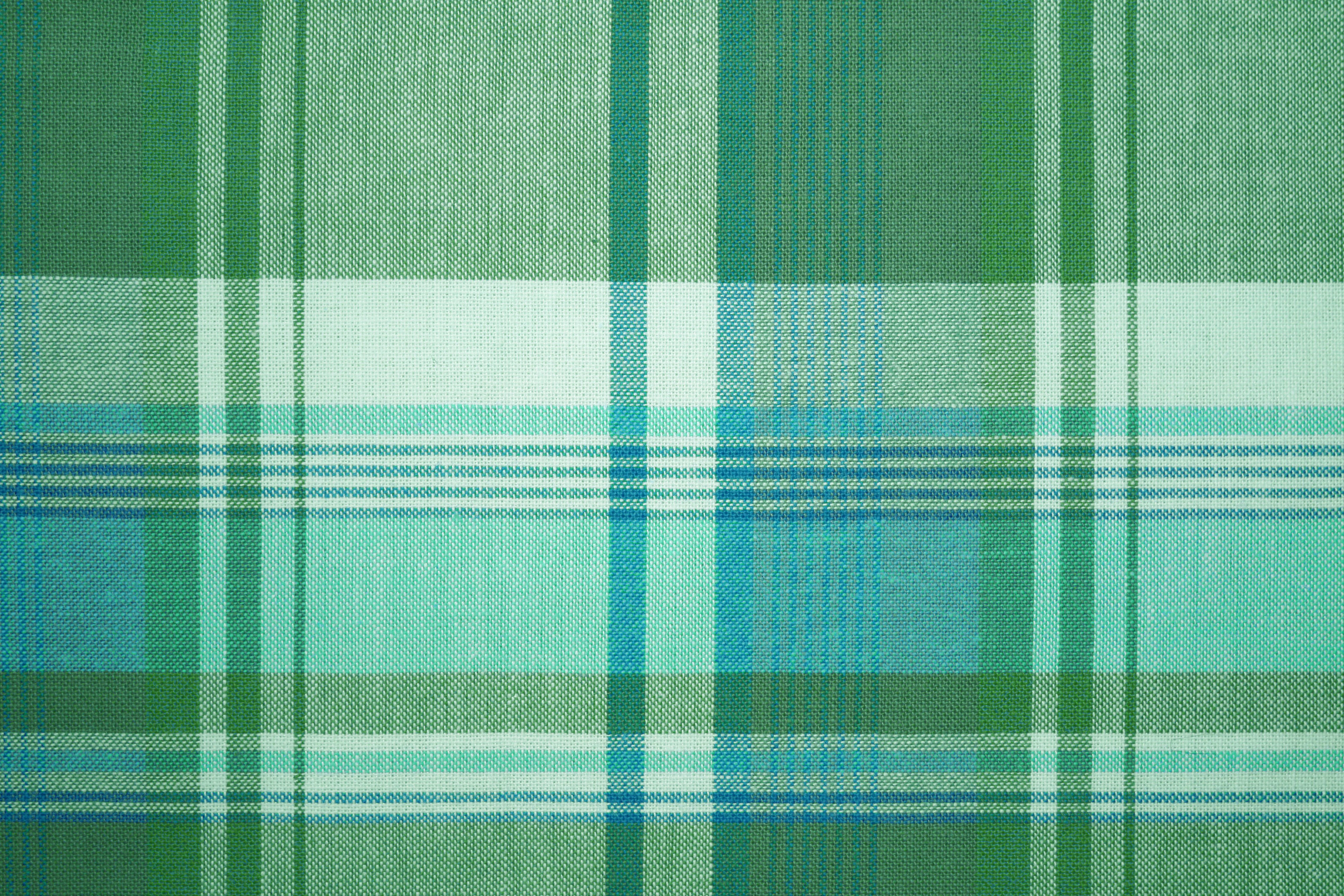 Green and Turquoise Plaid Fabric Texture   Free High Resolution Photo