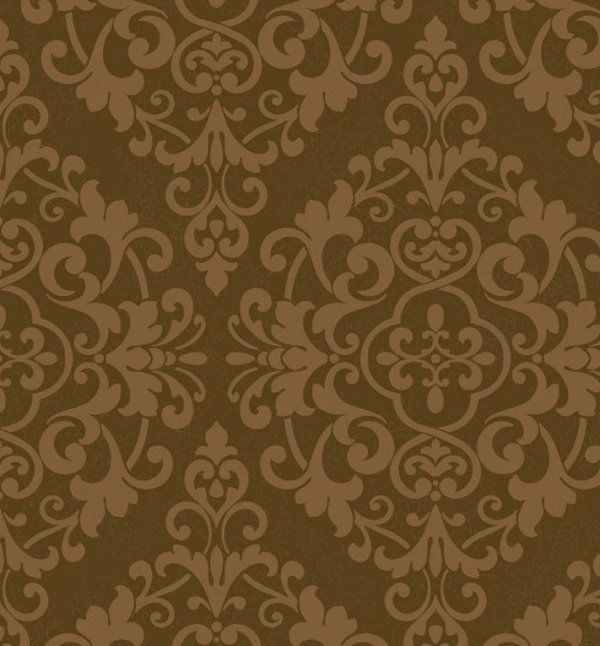 Wallpaper By The Yard Lacy Gold Metallic Damask Brown Large Medallion