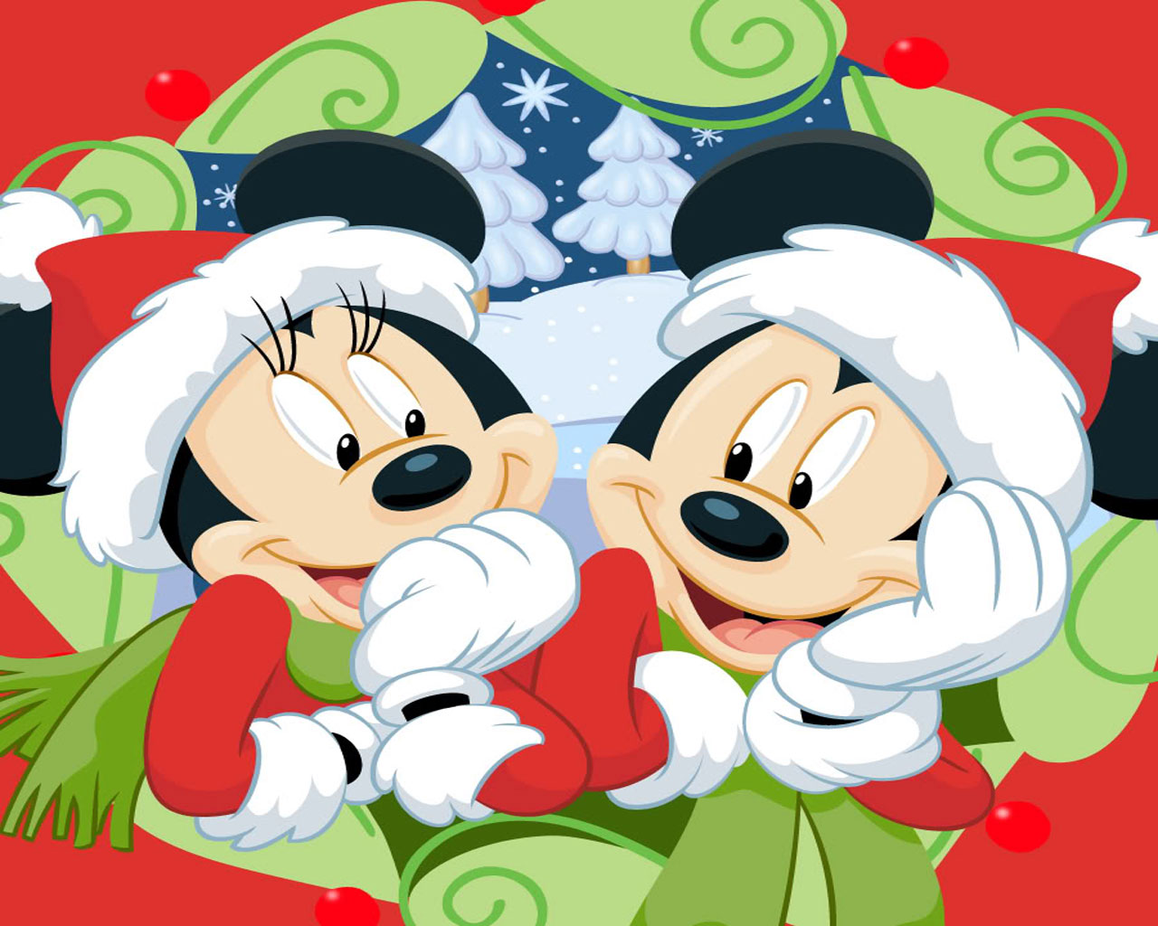 Cartoons Wallpapers   Mickey And Minnie1280x1024 Christmas wallpaper