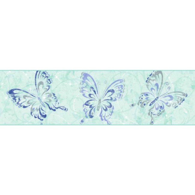 Modern Teal Purple Blue Butterfly Wallpaper Border Ck7609b All