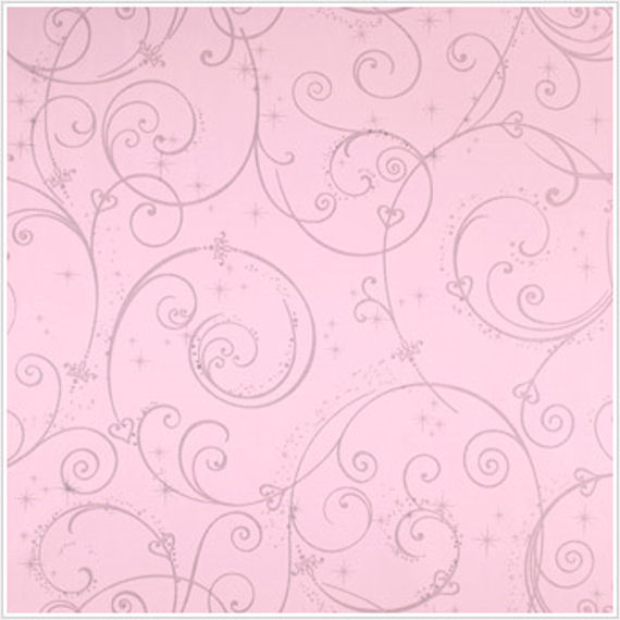 Roomates Perfect Princess Pink Glitter Scroll Wallpaper Jpg
