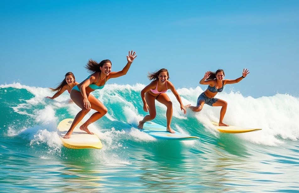 Girls Surfing Wallpaper