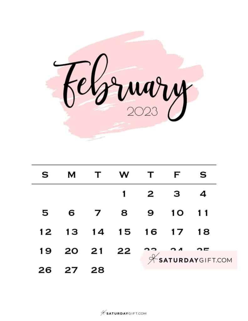 February 2023 Calendar   9 Cute FREE Printables SaturdayGift