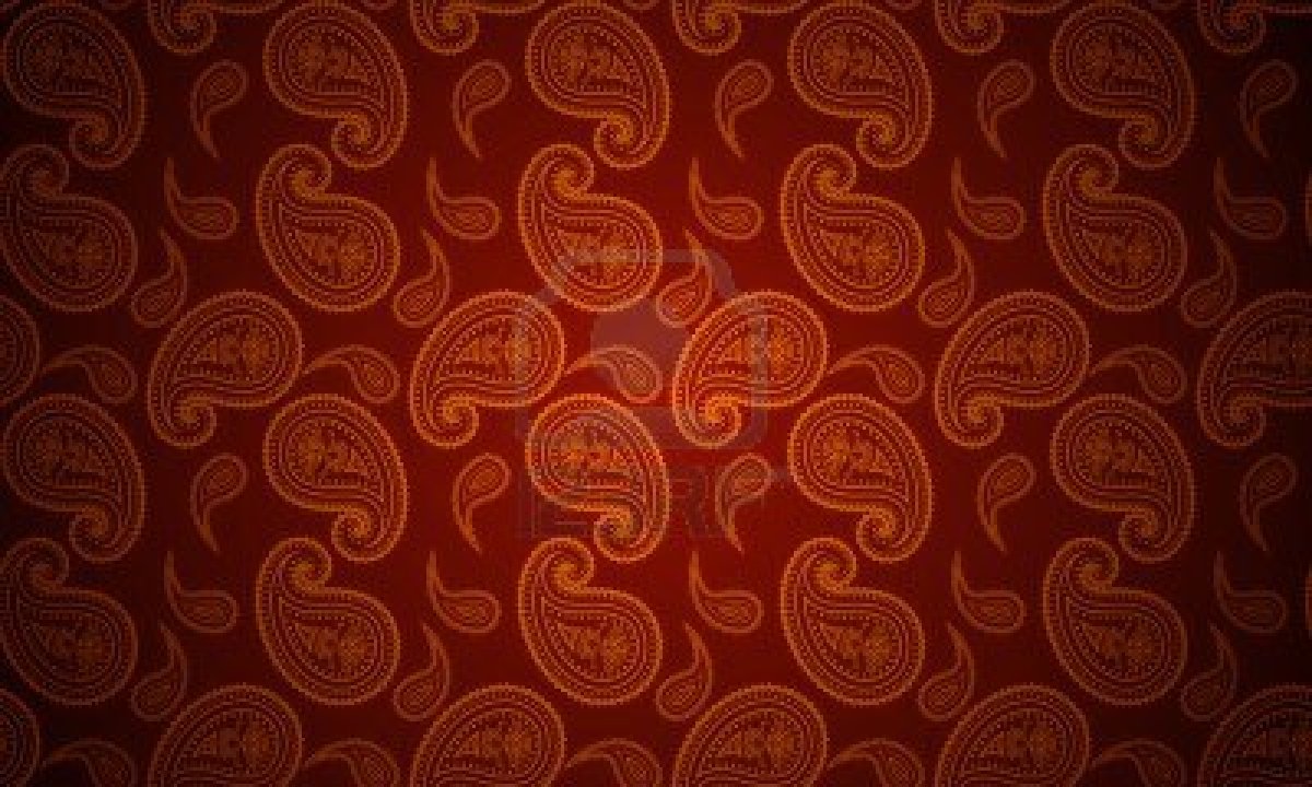 Seamless Paisley Gold And Red Wallpaper