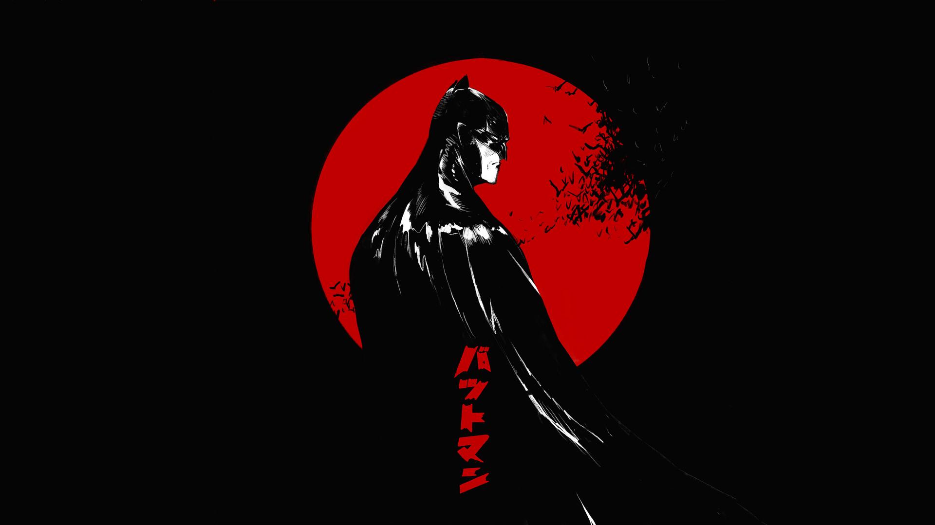 Batman Red Moon Dark Background HD 4k Wallpaper