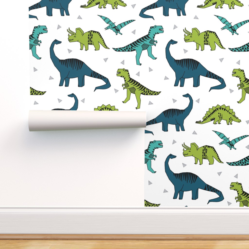 Peel And Stick Removable Wallpaper Geometric Dino Dinosaurs