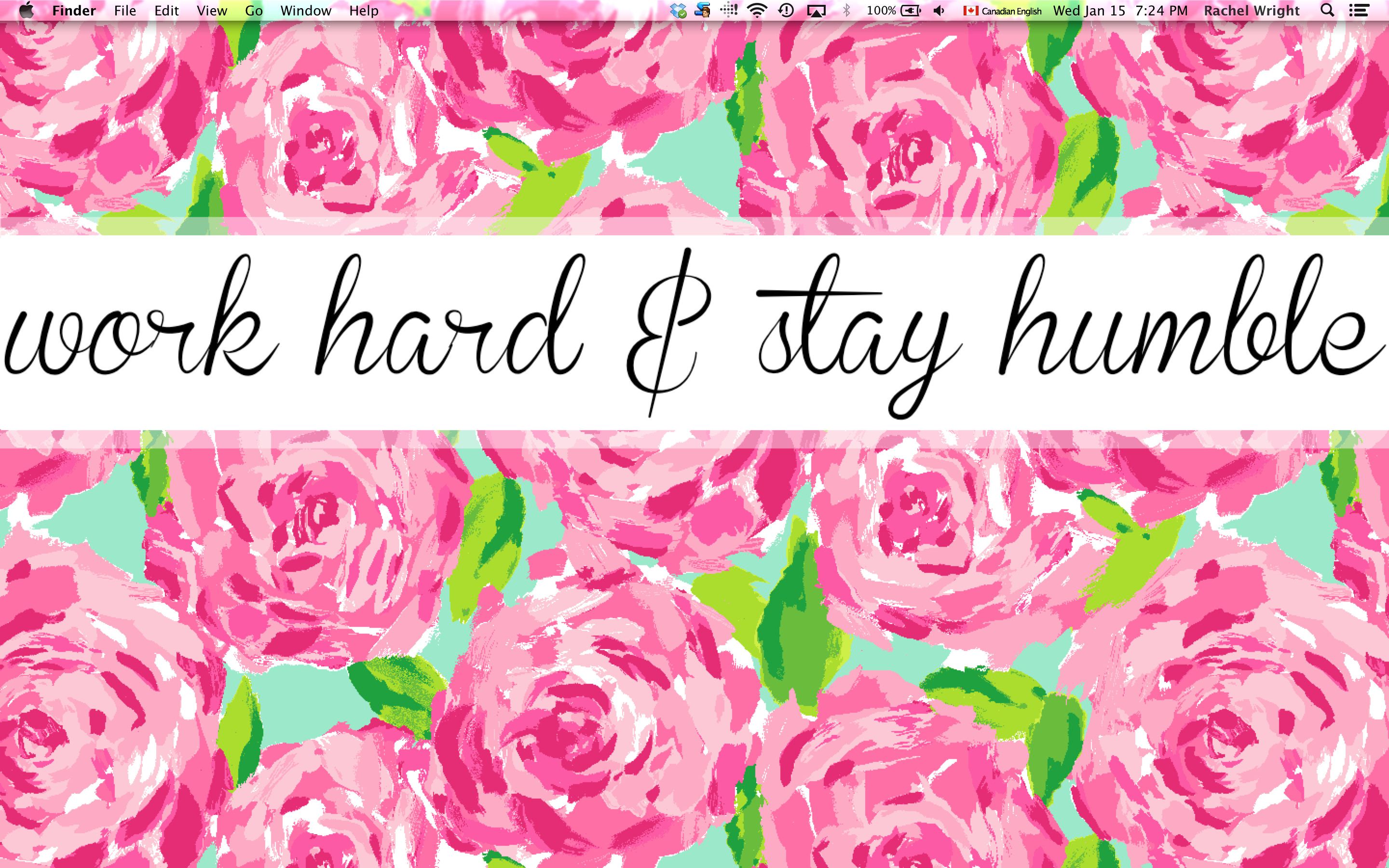 Desktop Wallpaper with Pink Roses and Motivational Quote