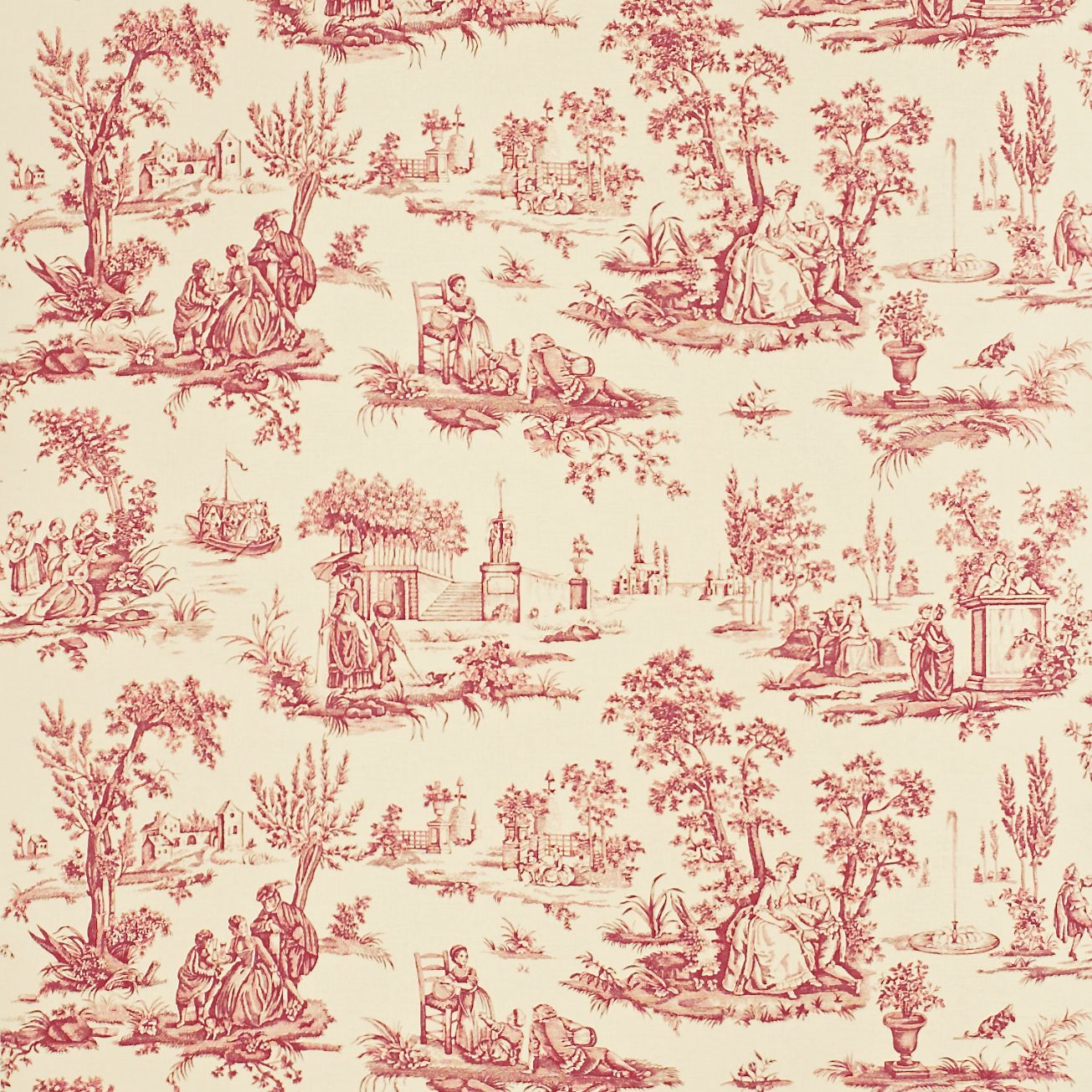 Red Toile Fabric Wallpaper and Home Decor  Spoonflower