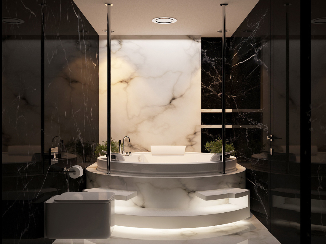 White Marble Creative Cuts Shaped Bathrooms Tricks