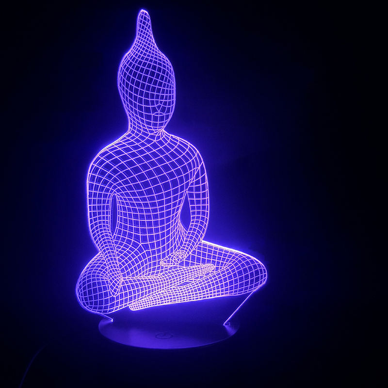 3d Lamp The Buddha Religion Touch Sensor Multi Color With Remote