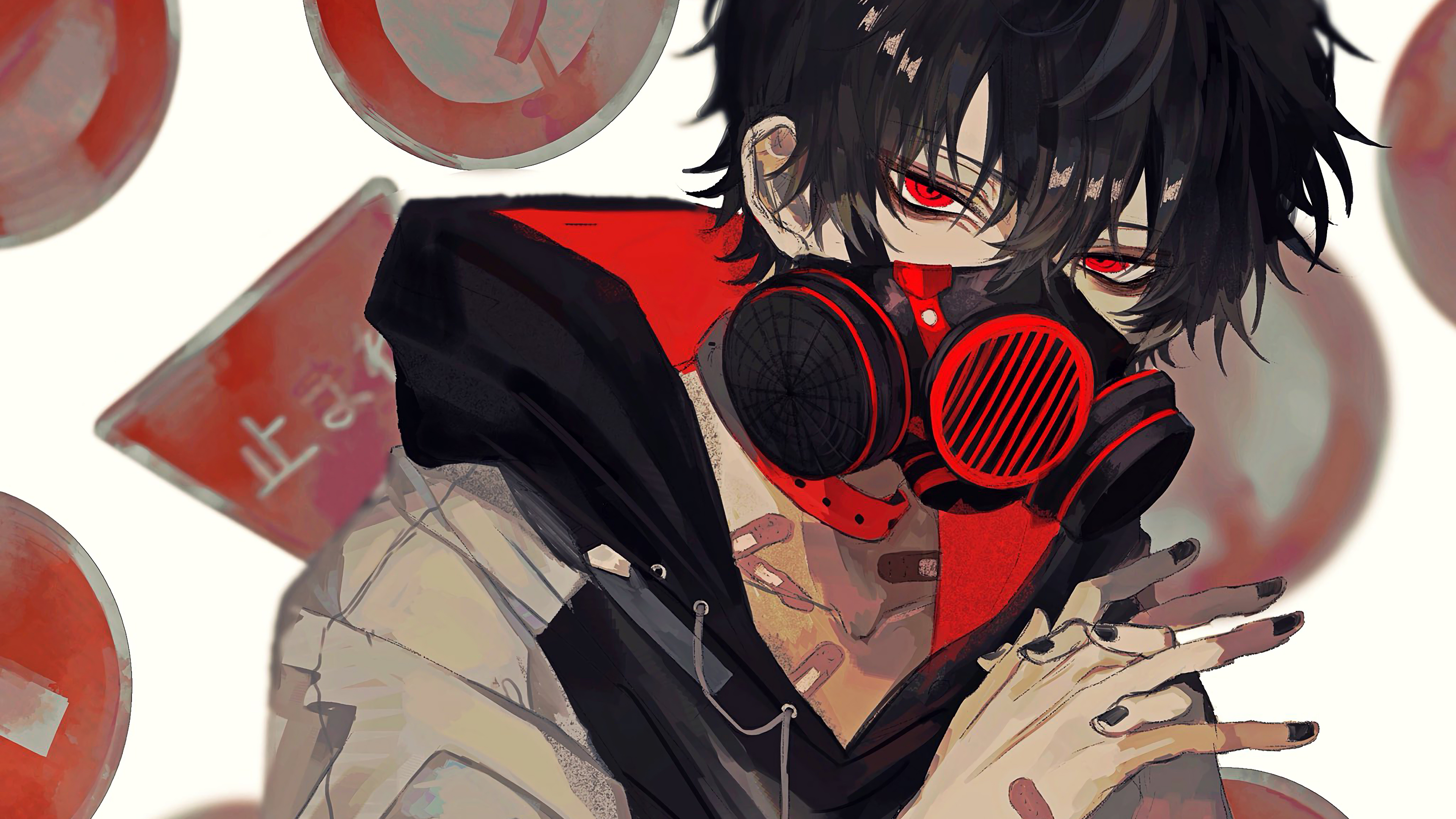 Anime Boy Gas Mask 4k Wallpaper