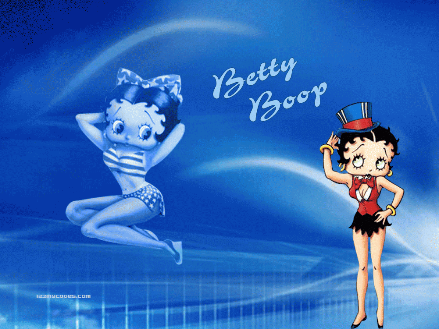 Betty Boop De Achtergrond Is Blauw