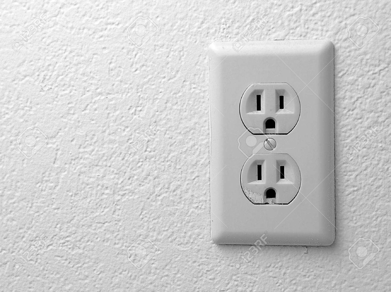 Electric Outlet On The Texturazed Wallpaper Stock Photo Picture