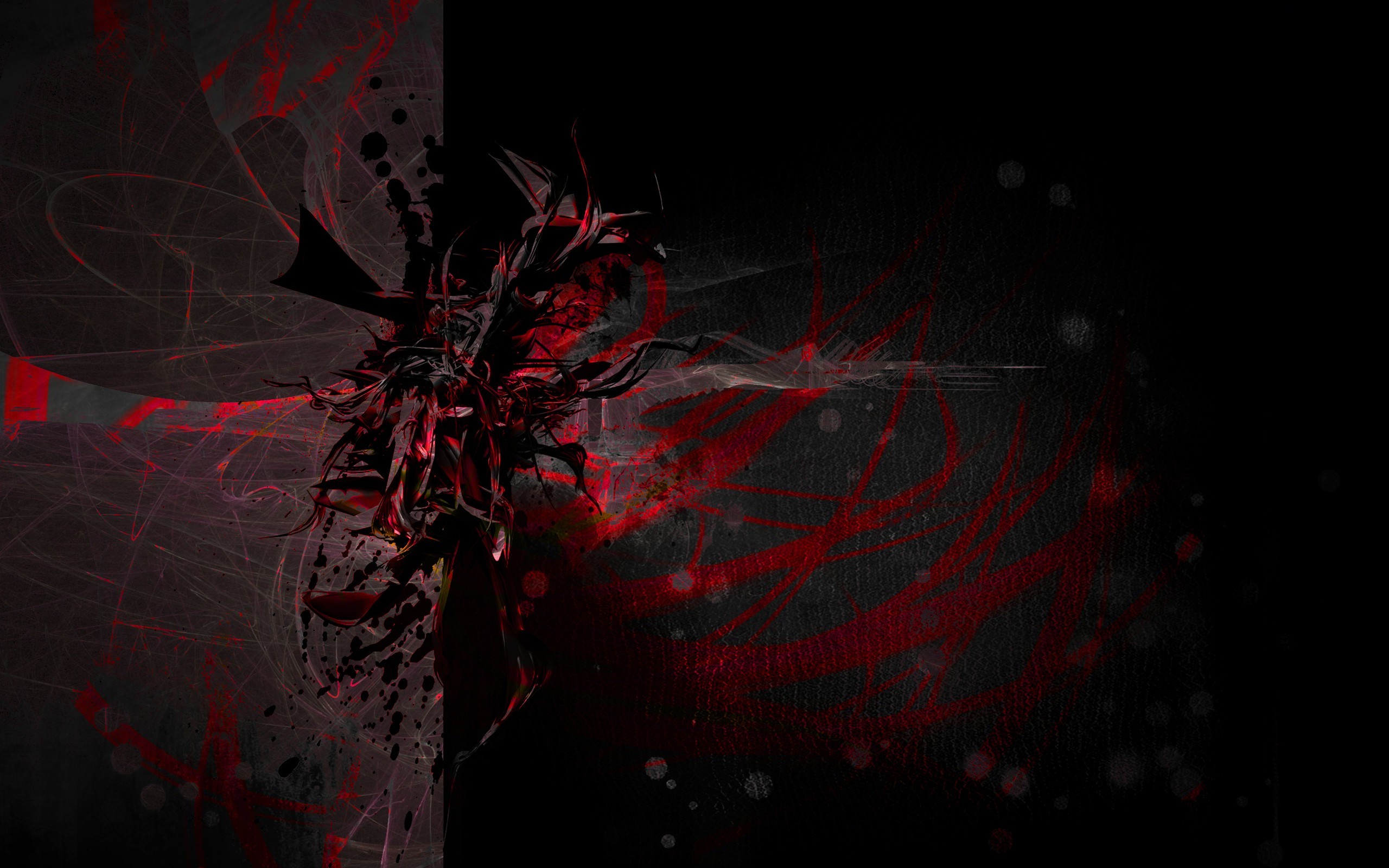 Abstract red design on a dark background with intricate patterns and textures