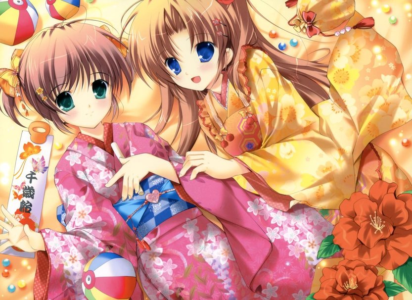 Chicas Kimono Wallpaper