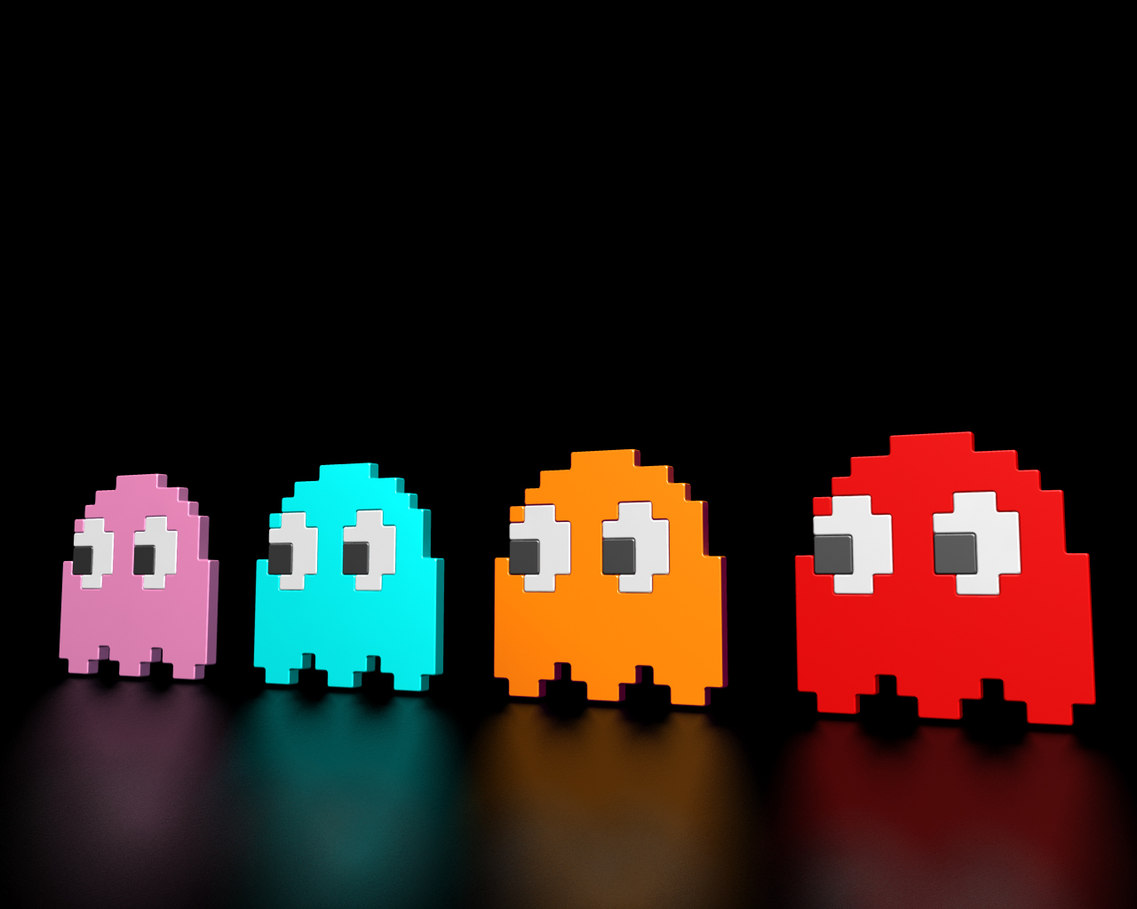 Pacman Ghost Wallpaper Background Pink Blue Orange Red Classic Game