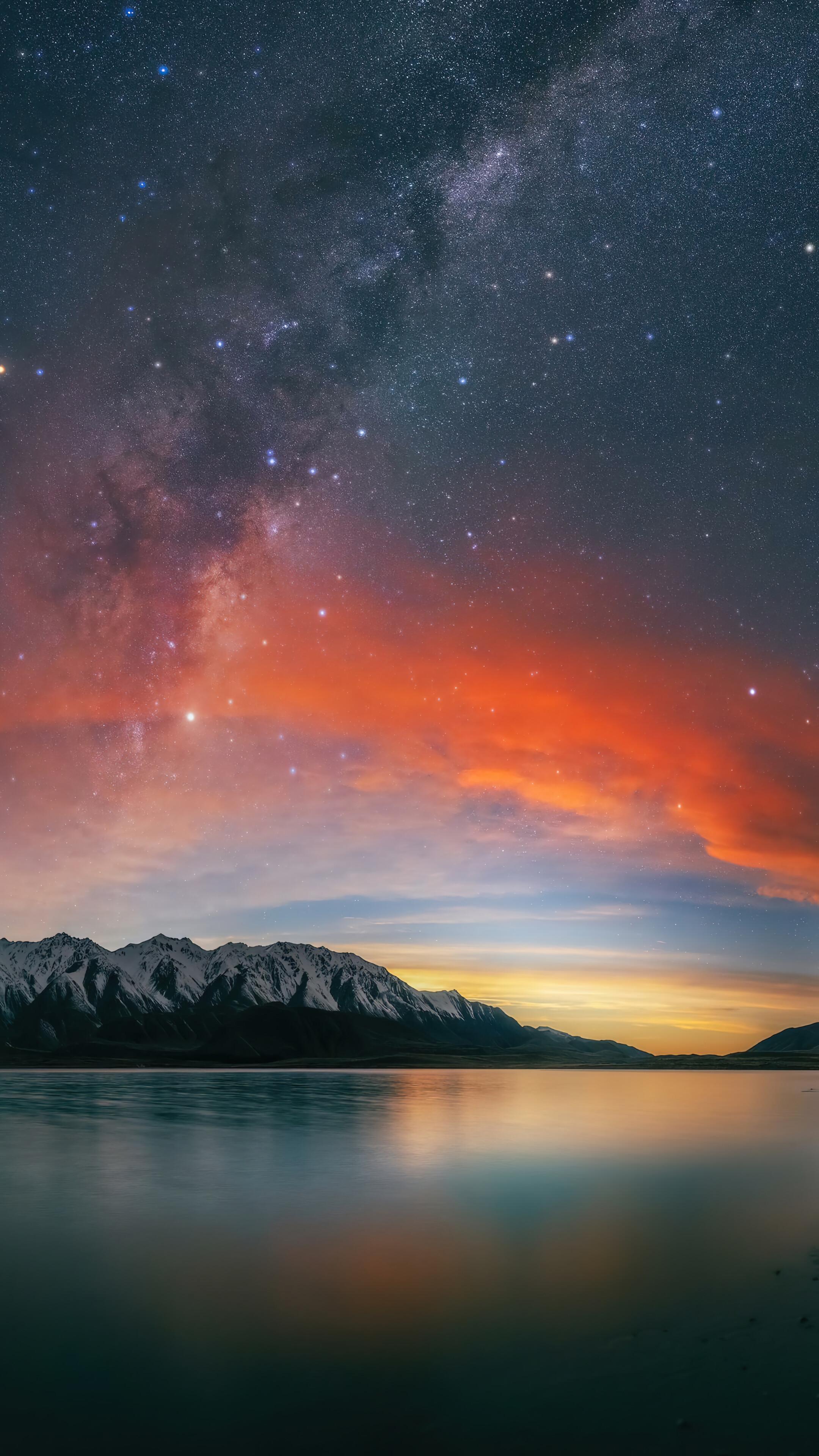 Sunset New Zealand Night Sky Stars Wallpaper iPhone Phone 4k 230f