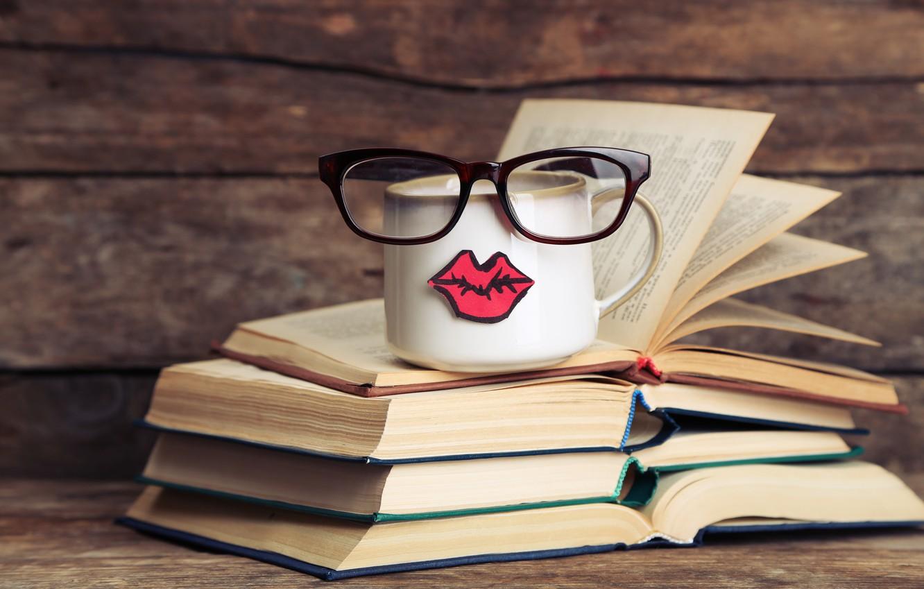 Wallpaper Books Coffee Glasses Mug Cup Lips Funny