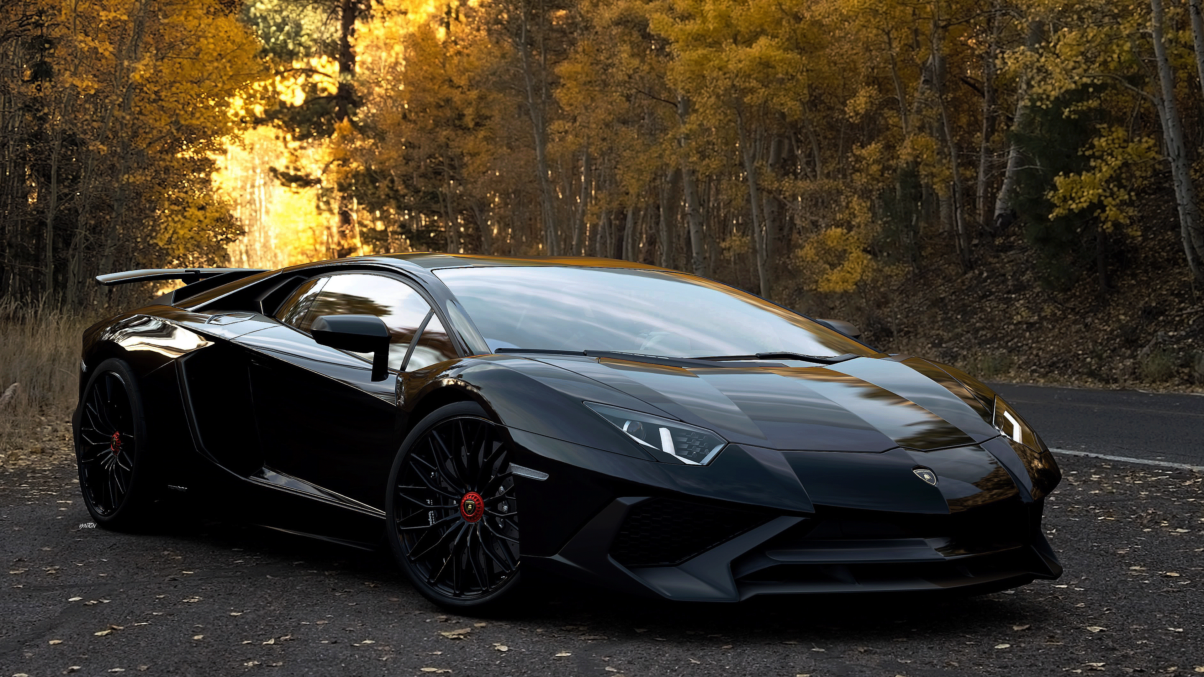 Black Lamborghini Aventador 4k Wallpaper