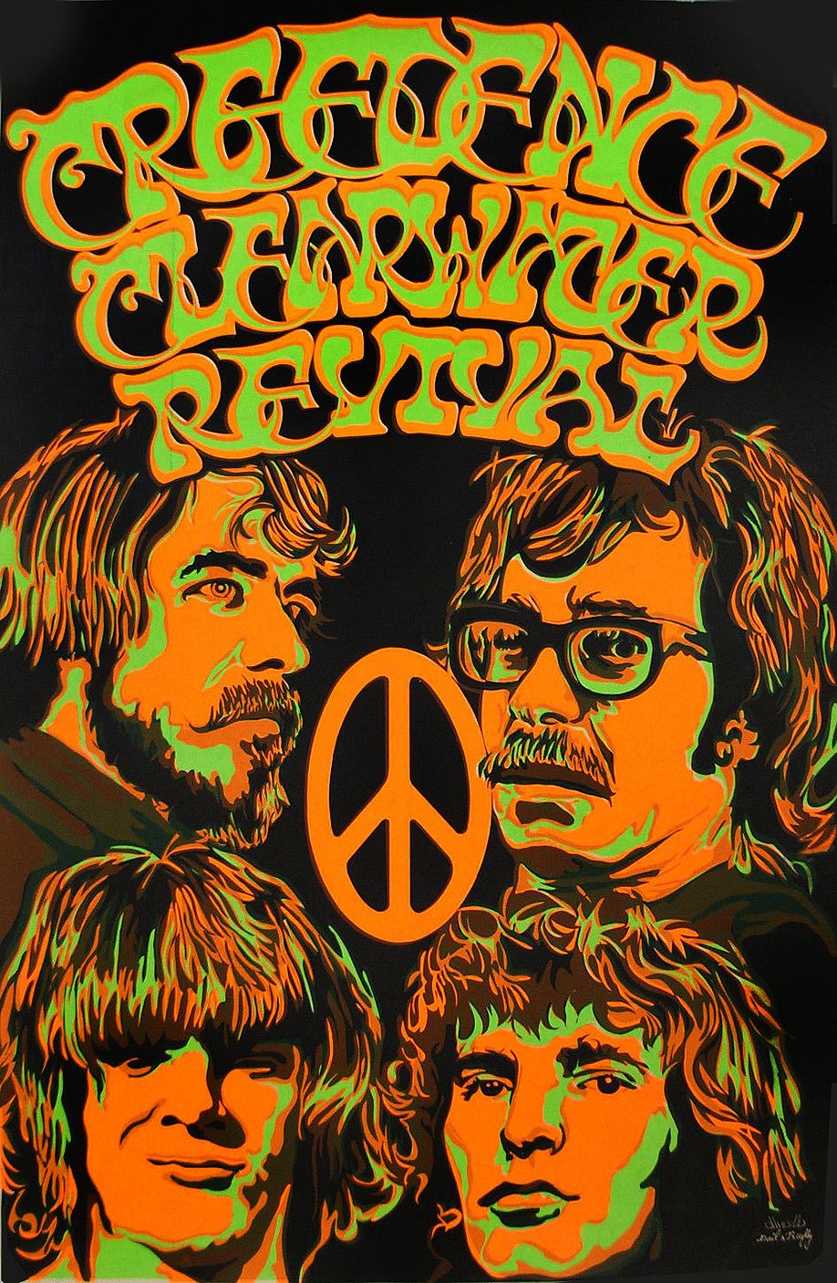 Vintage 1960s Creedence Clearwater Revival Aka Ccr Black Light