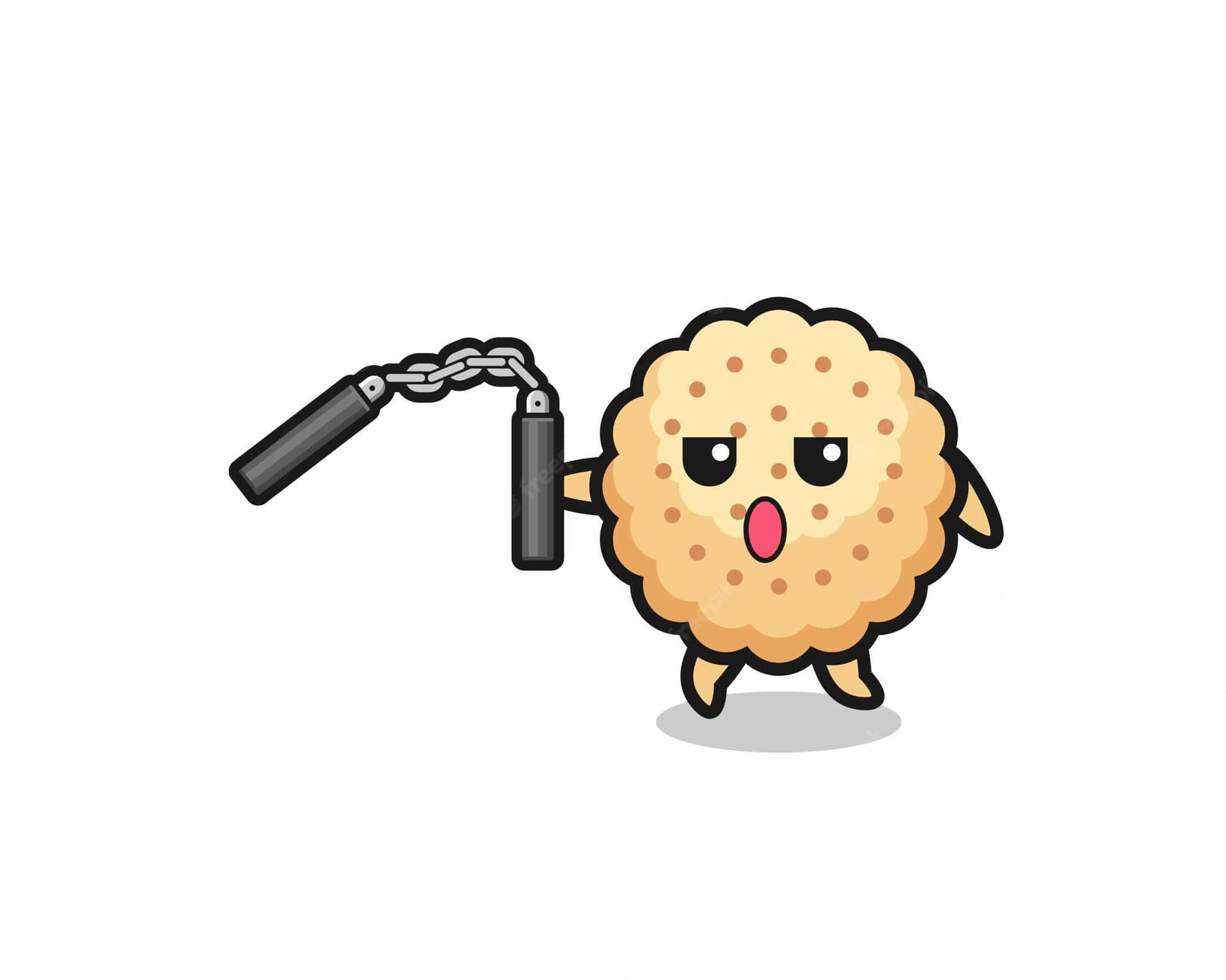 A Cartoon Cookie Holding Chain Wallpaper