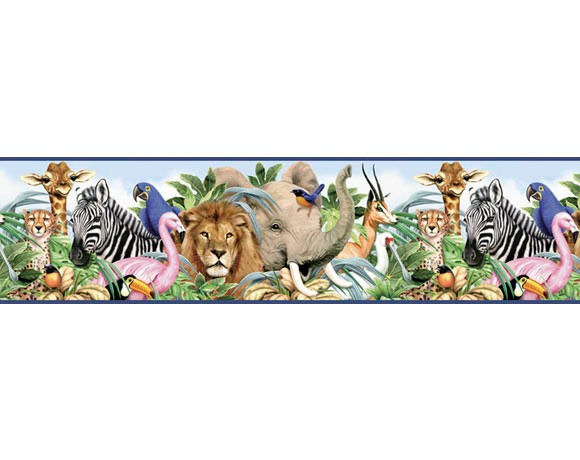 Jungle Animals Freestyle Pre Pasted Border   Wall Sticker Outlet 580x460
