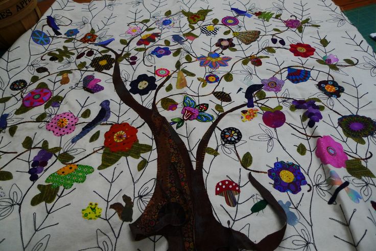 Interesting Crewel Work Background Embroidery