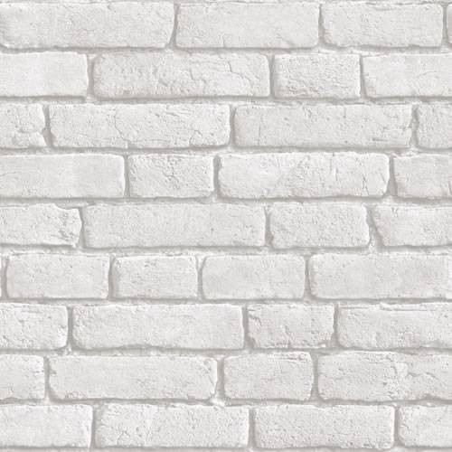 Home Light Grey White   J30309   Brick Effect   Muriva Wallpaper 500x500