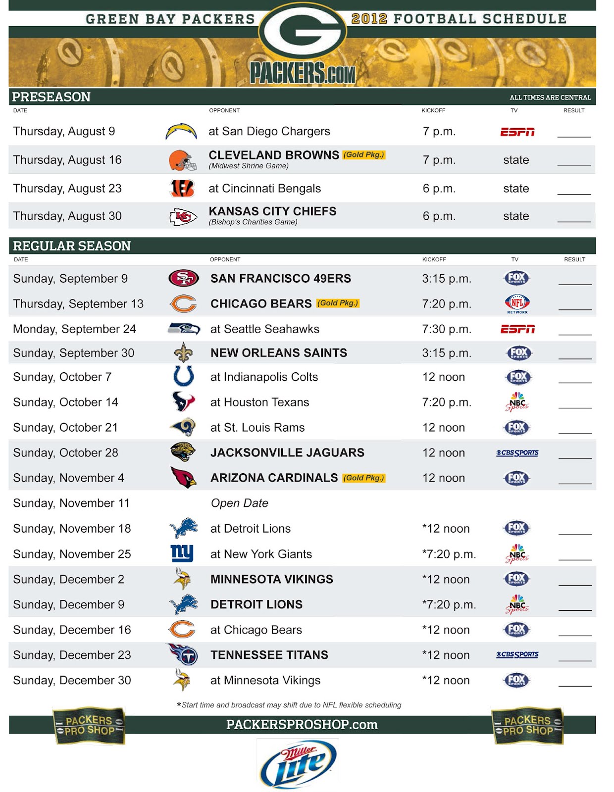 Seattle Seahawks Schedule