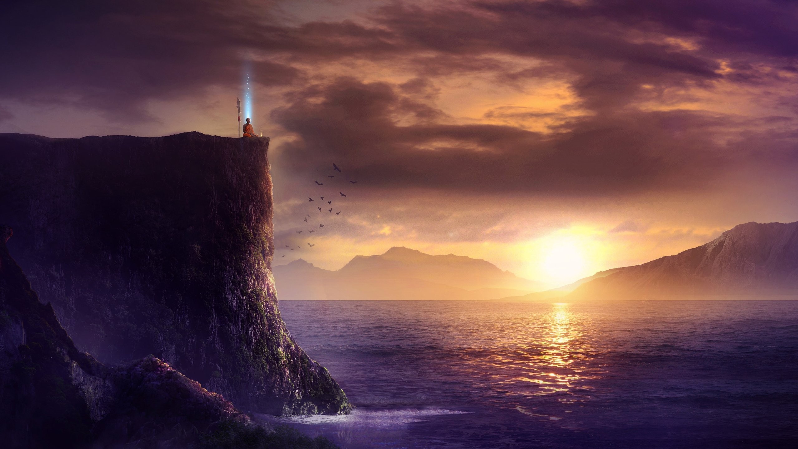 Background Image People Rock Landscape Art Digital Monk