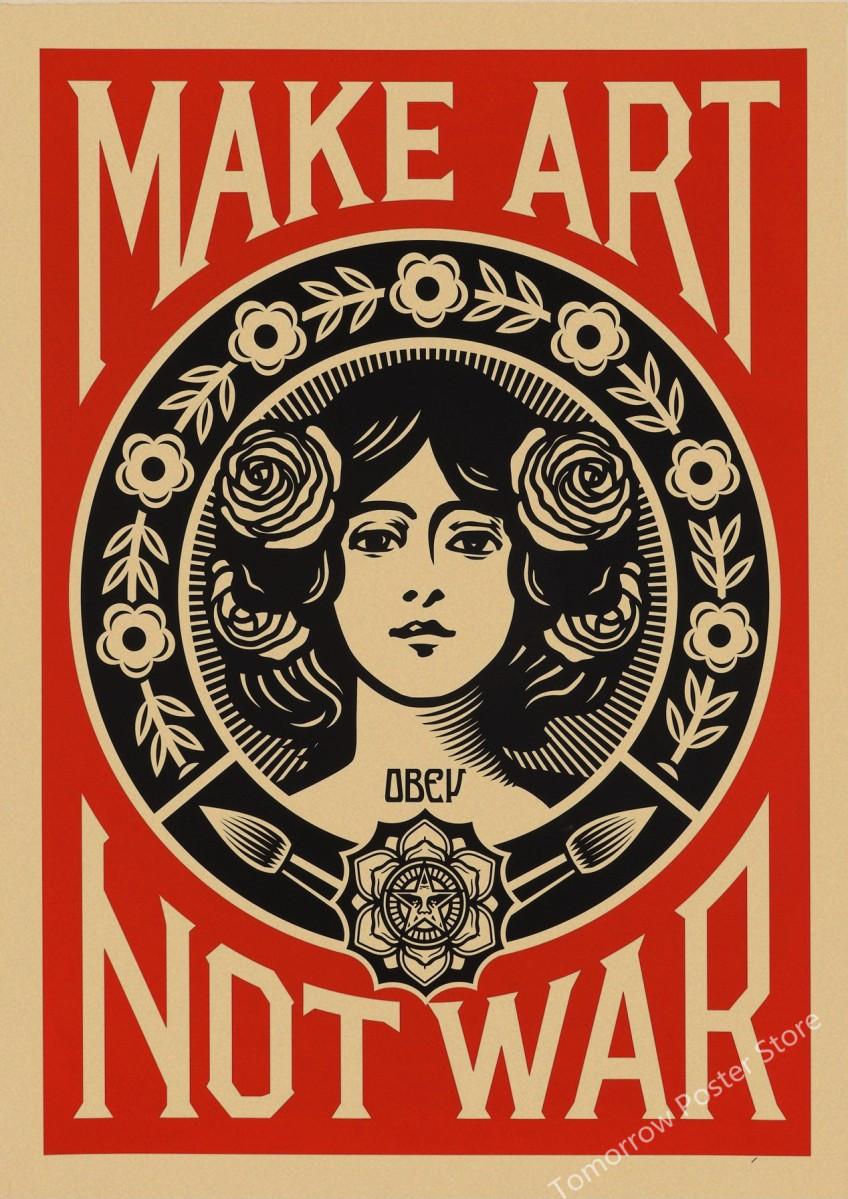 New Make Art Not War Pop Vintage Poster Prints Kraft Paper