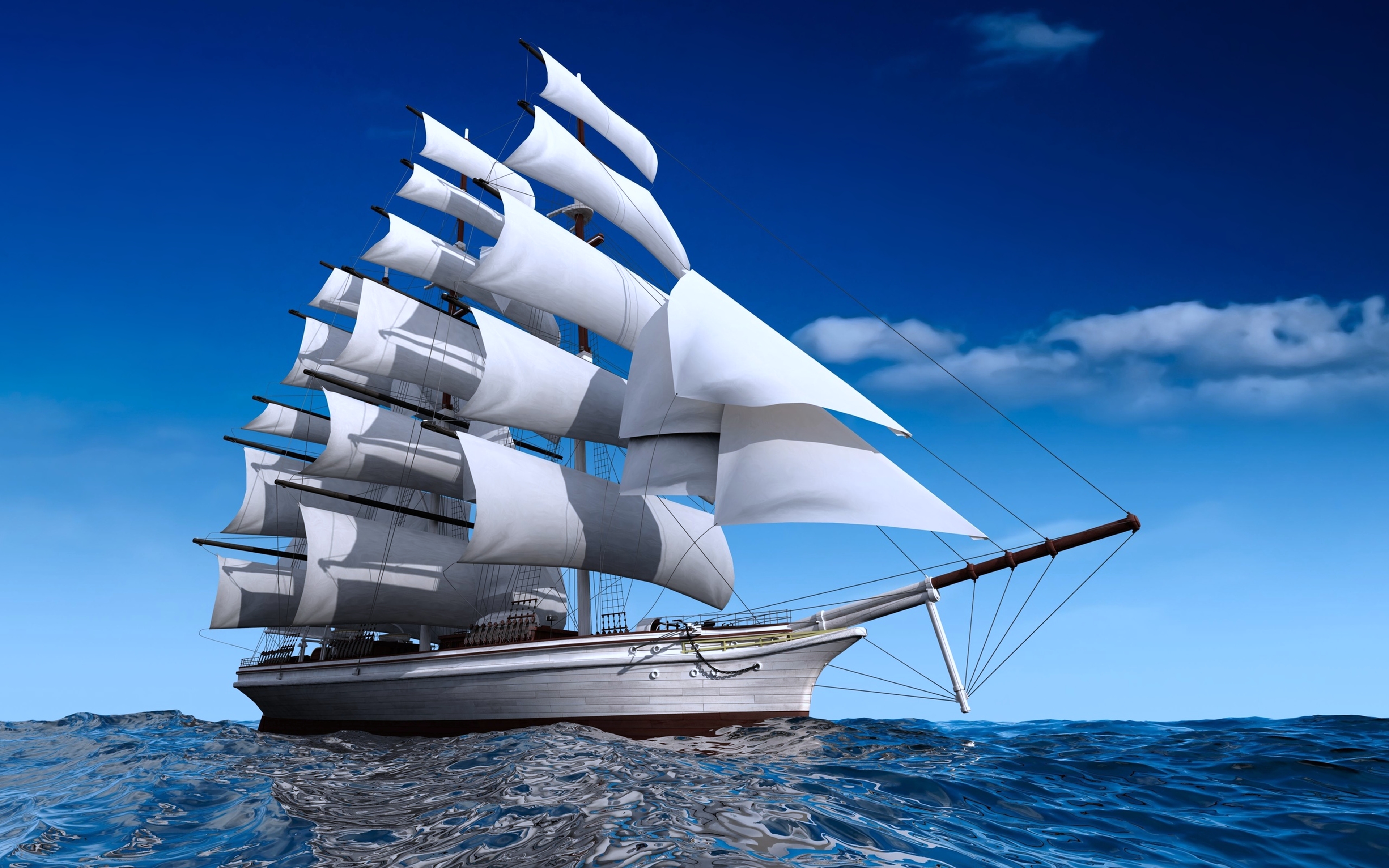 Majestic Sailing Ship On The Ocean Wallpaper