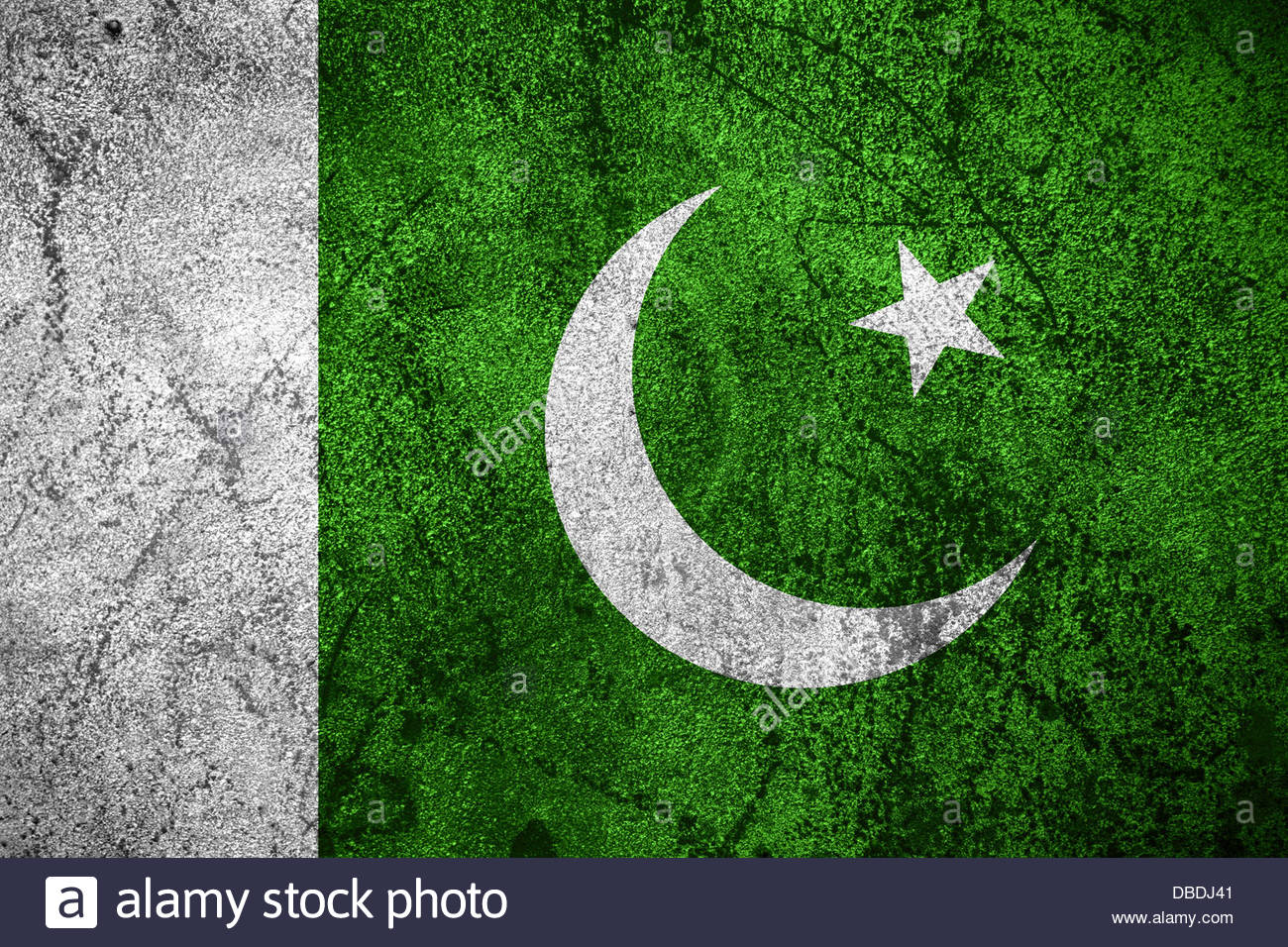 Flag Of Pakistan Or Pakistani Banner On Rough Metal Background