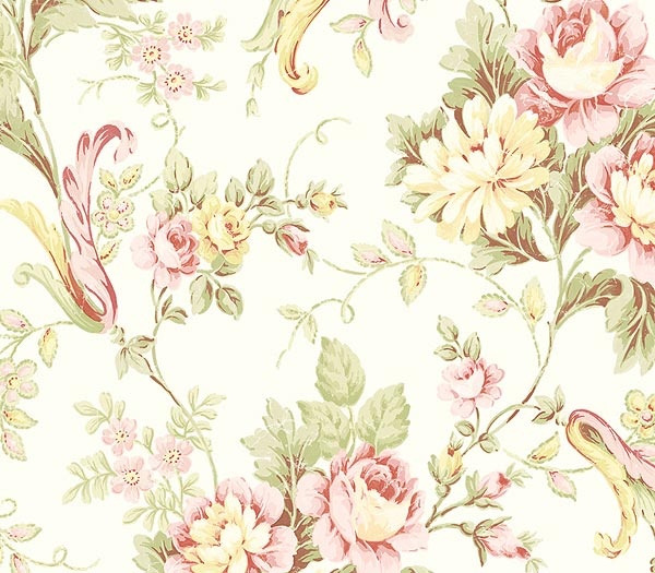 Cabbage Rose Wallpaper Pretty Fabric and Wallpaper Pinterest