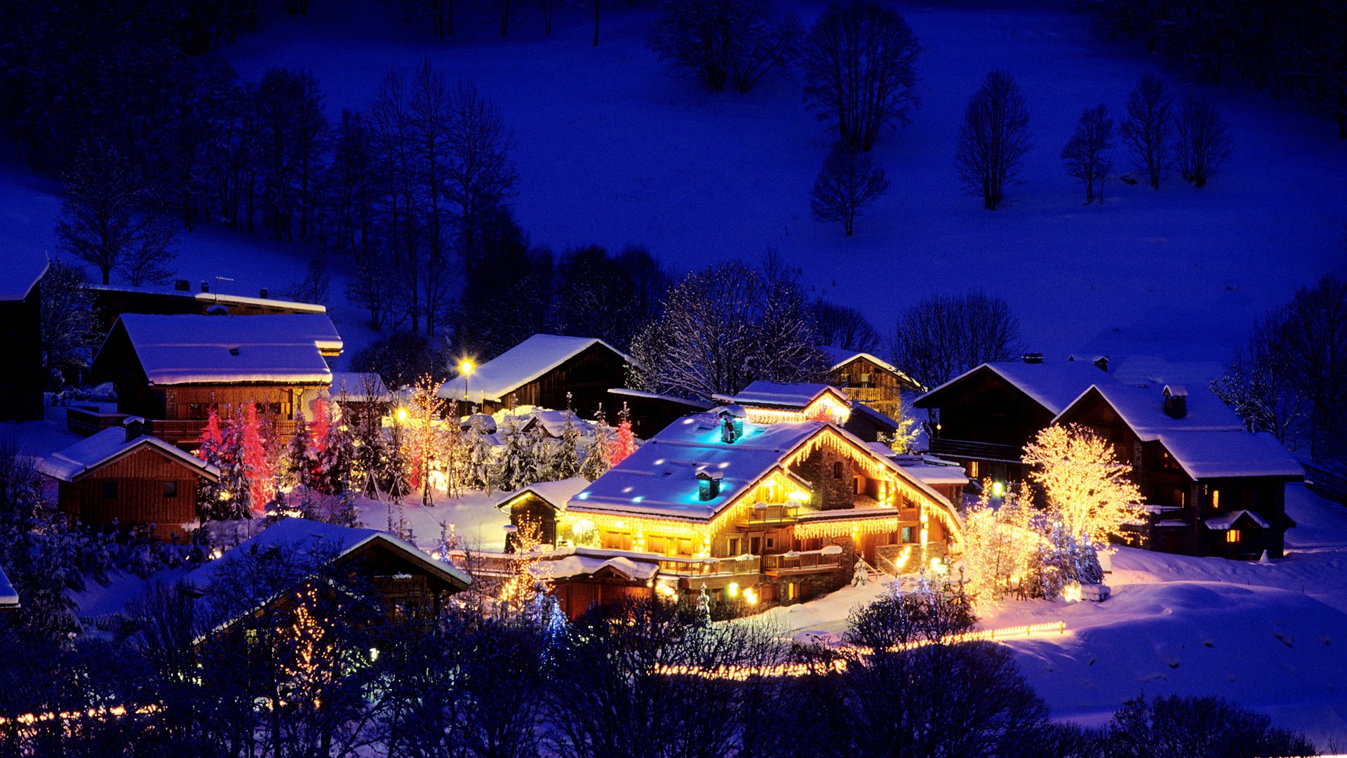 France Christmas Wallpaper Ski Resort