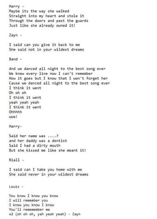 Free download Best Song Ever Lyrics [500x700] for your Desktop, Mobile