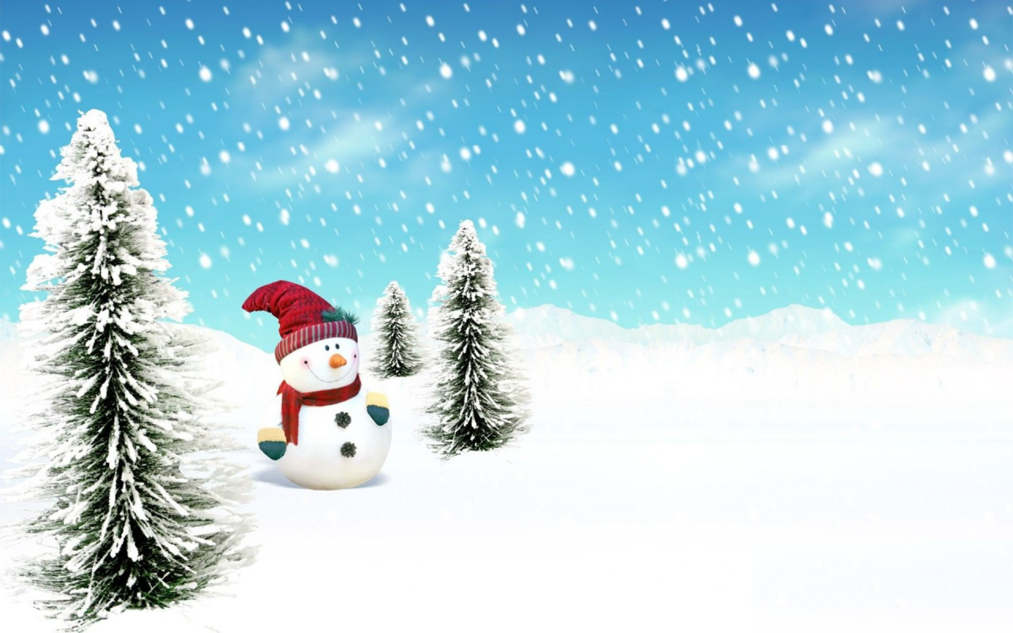 Christmas Snowman In Snow Wallpaper HD
