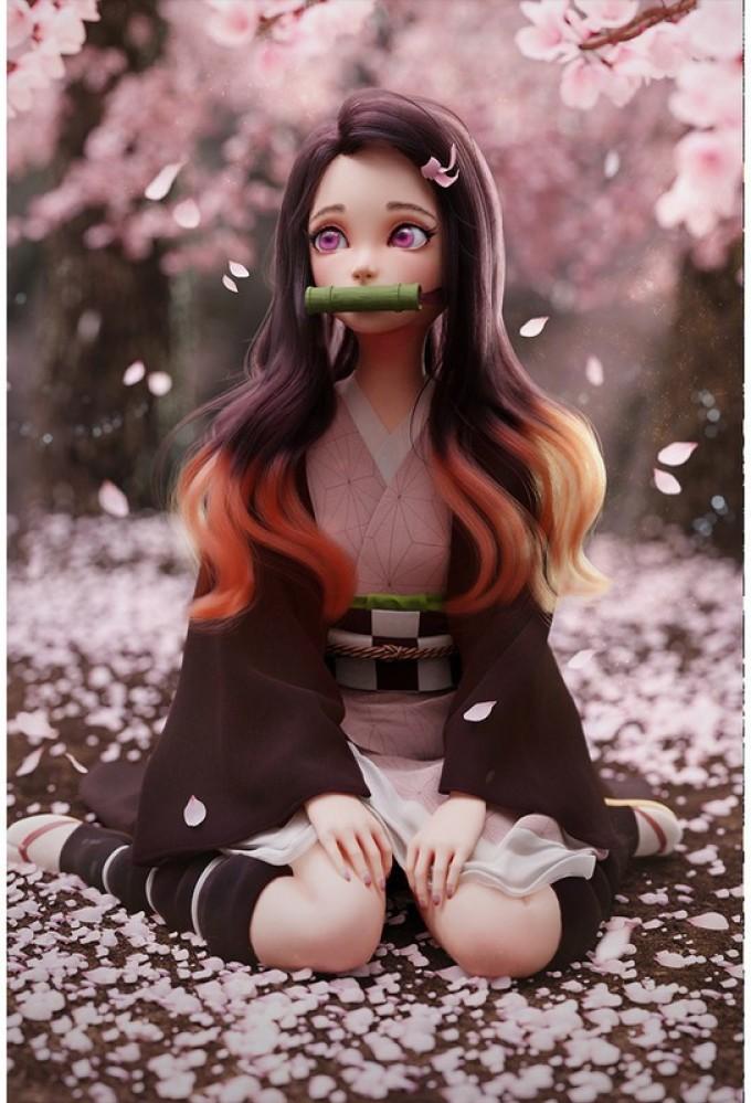 Nezuko Cute Wall Poster Redcloud Paper Print Animation